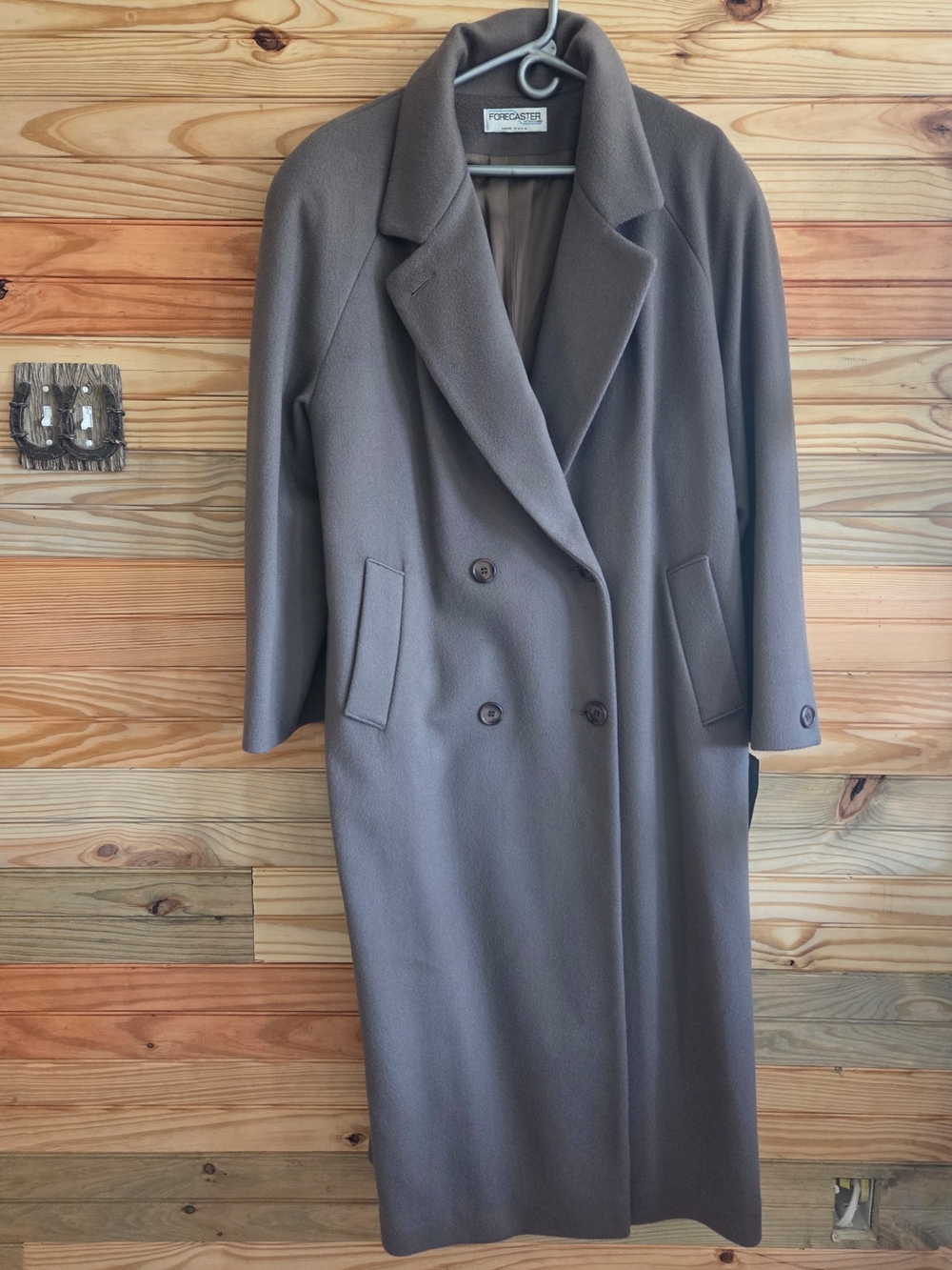 Women's Double-Breasted Long Coat in Taupe